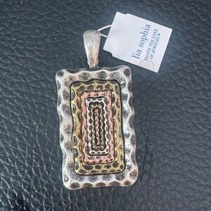 Lia Sophia Textured Silver and Gold Pendant